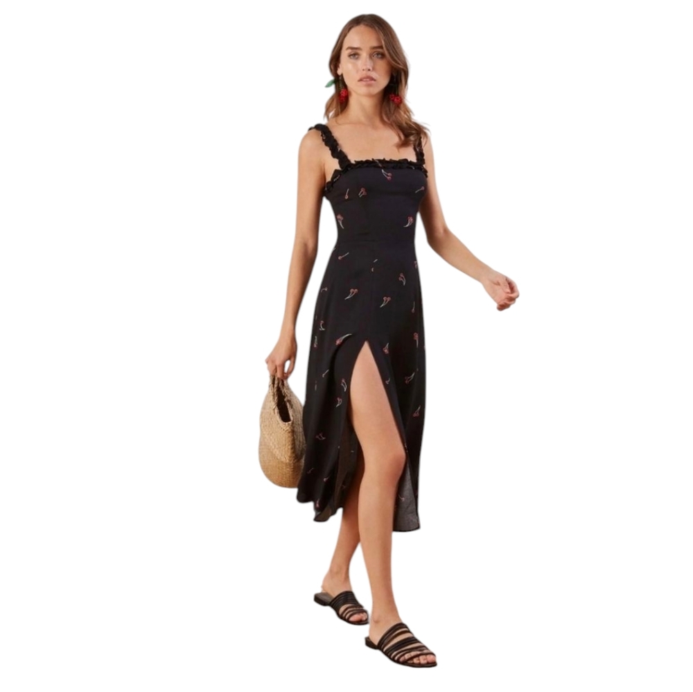 Reformation Womens Midi Dress NWT Arielle Cherry Milkmaid Coquette Size 12